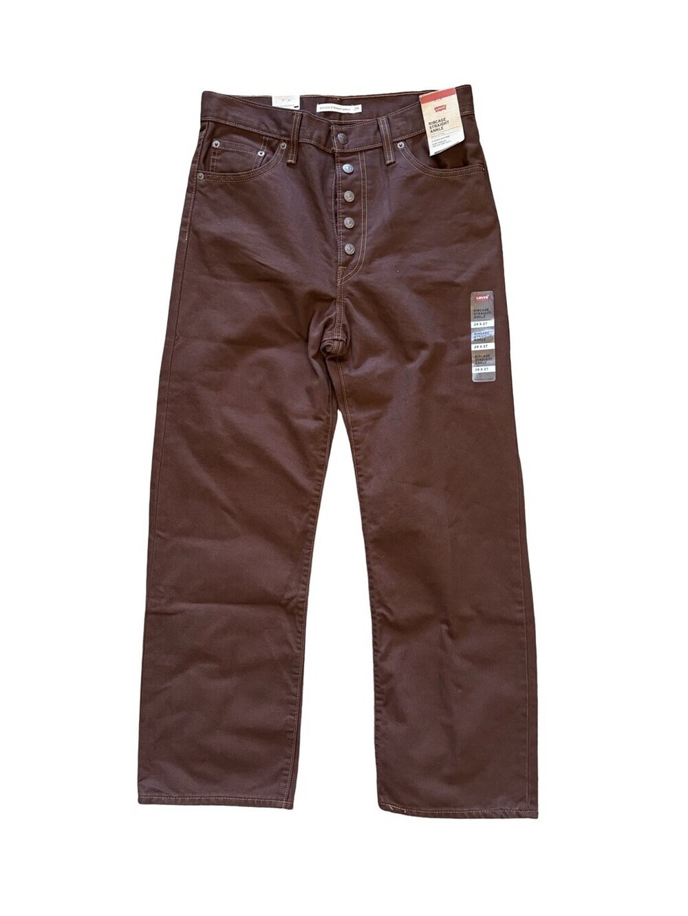 Levi's Women's Jeans Brown Ribcage Straight Ankle Super High Rise Size 29x27 NWT